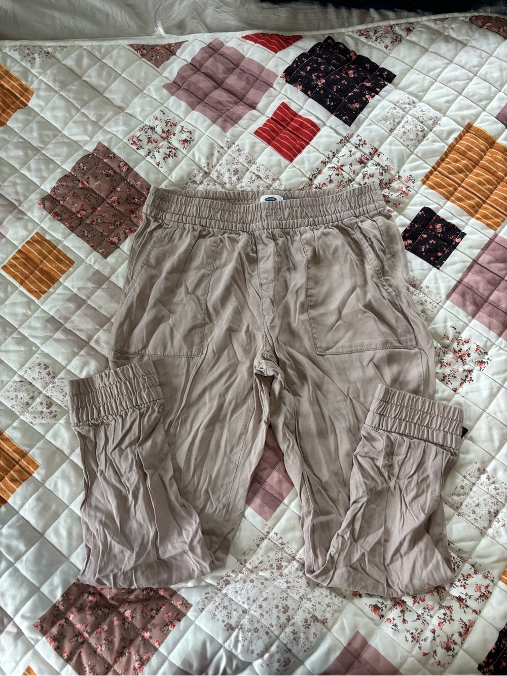 Old Navy Light Taupe Elastic Waist Cargo Joggers